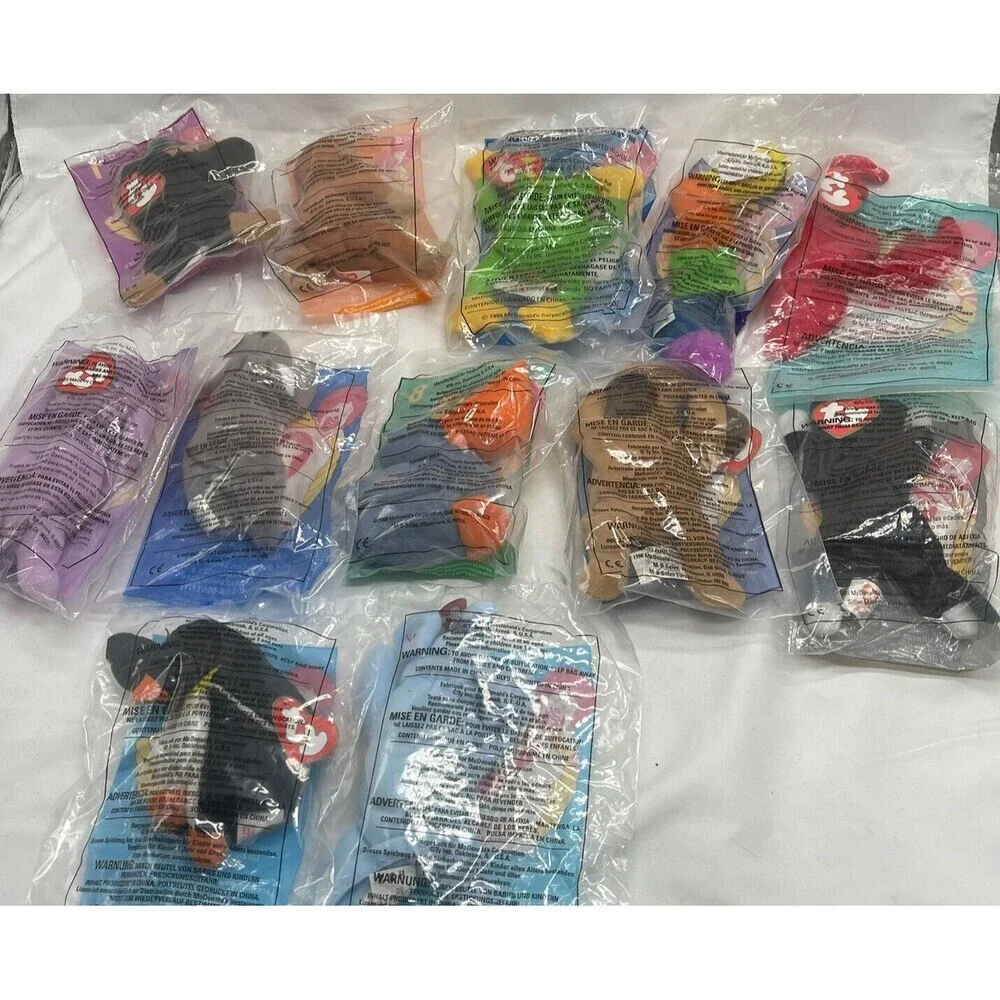 1998 Ty Teenie Beanie Babies Mcdonalds Happy Meal Toys Complete Set 1-12 New